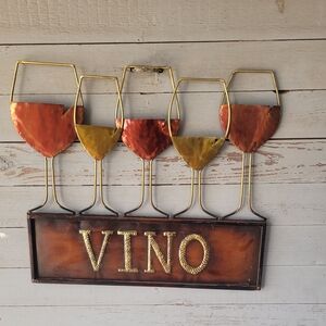 Metal Wine Glass Wall Art Decor